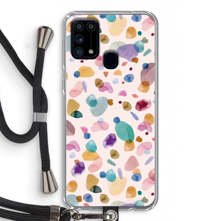 Terrazzo Memphis Pink: Samsung Galaxy M31 Transparant Hoesje met koord