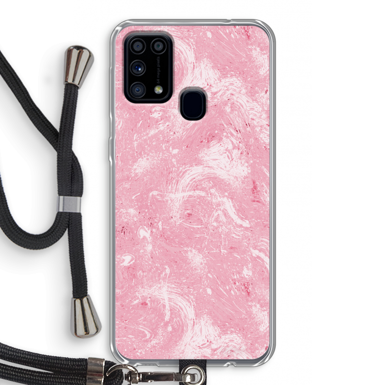 Abstract Painting Pink: Samsung Galaxy M31 Transparant Hoesje met koord