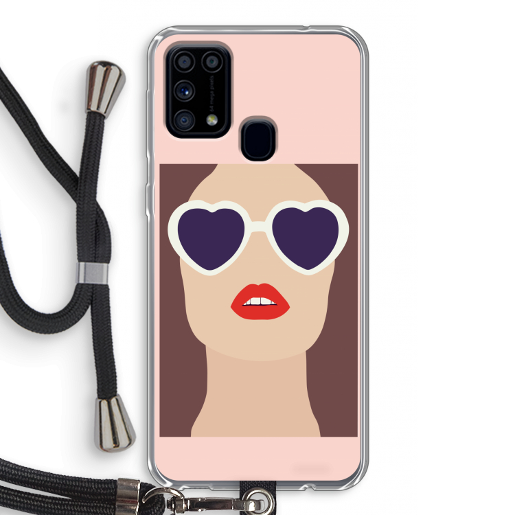 Red lips: Samsung Galaxy M31 Transparant Hoesje met koord