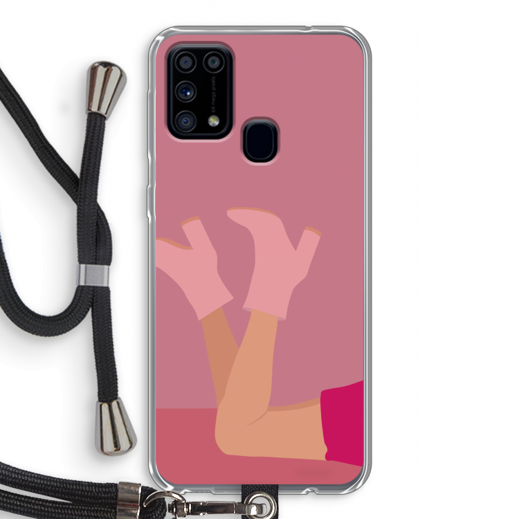 Pink boots: Samsung Galaxy M31 Transparant Hoesje met koord