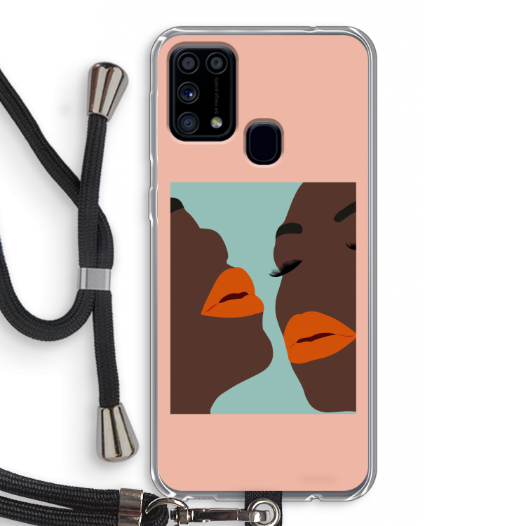 Orange lips: Samsung Galaxy M31 Transparant Hoesje met koord