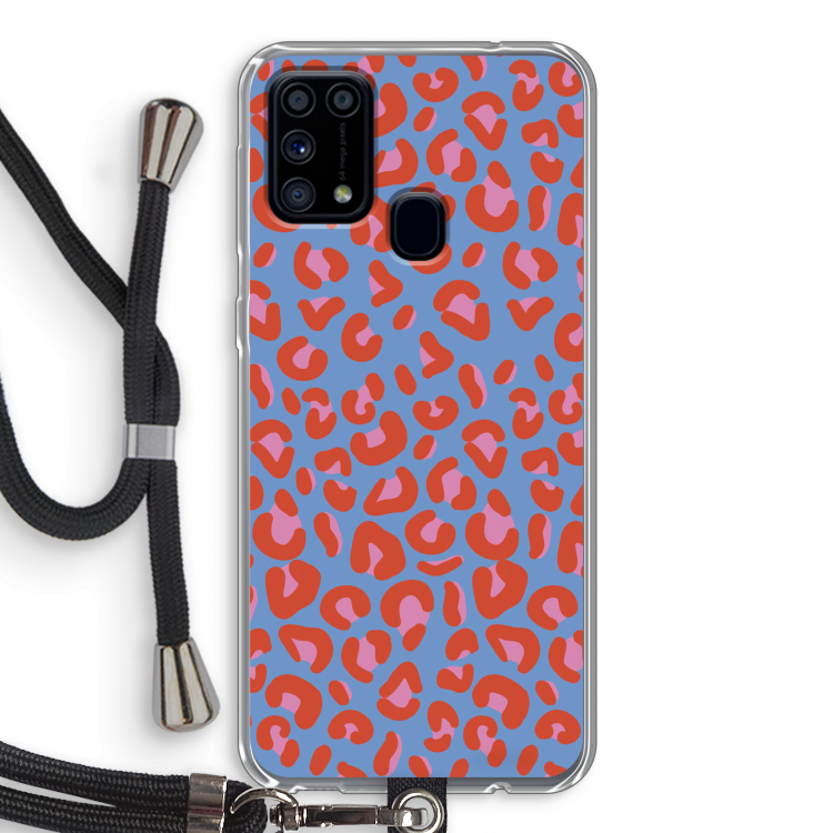 Leopard blue: Samsung Galaxy M31 Transparant Hoesje met koord