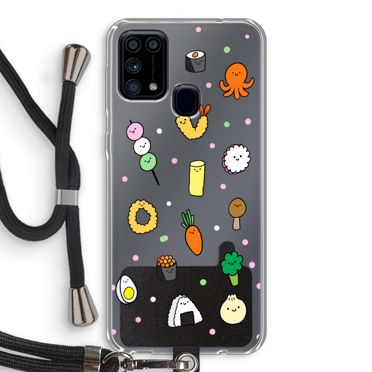 Happy bento friends: Samsung Galaxy M31 Transparant Hoesje met koord