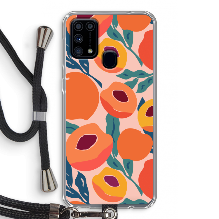 Perzik: Samsung Galaxy M31 Transparant Hoesje met koord