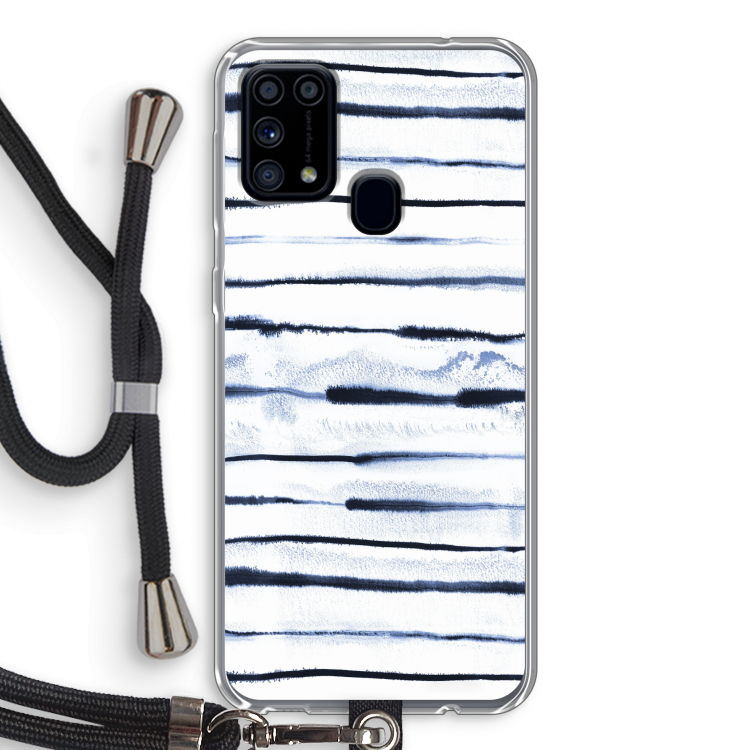 Ink Stripes: Samsung Galaxy M31 Transparant Hoesje met koord