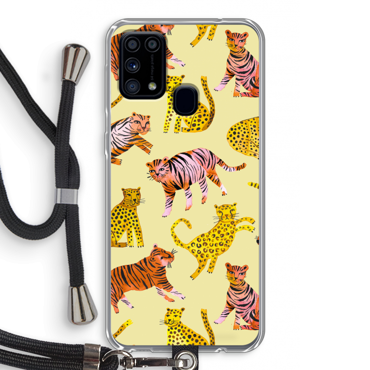 Cute Tigers and Leopards: Samsung Galaxy M31 Transparant Hoesje met koord