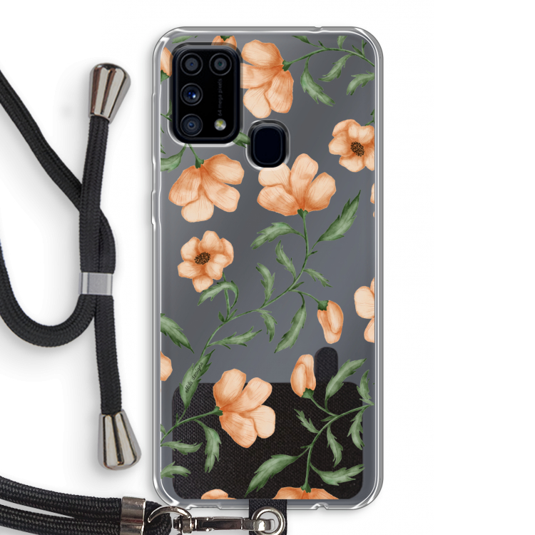 Peachy flowers: Samsung Galaxy M31 Transparant Hoesje met koord