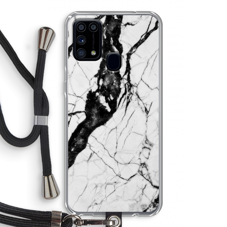 Witte marmer 2: Samsung Galaxy M31 Transparant Hoesje met koord