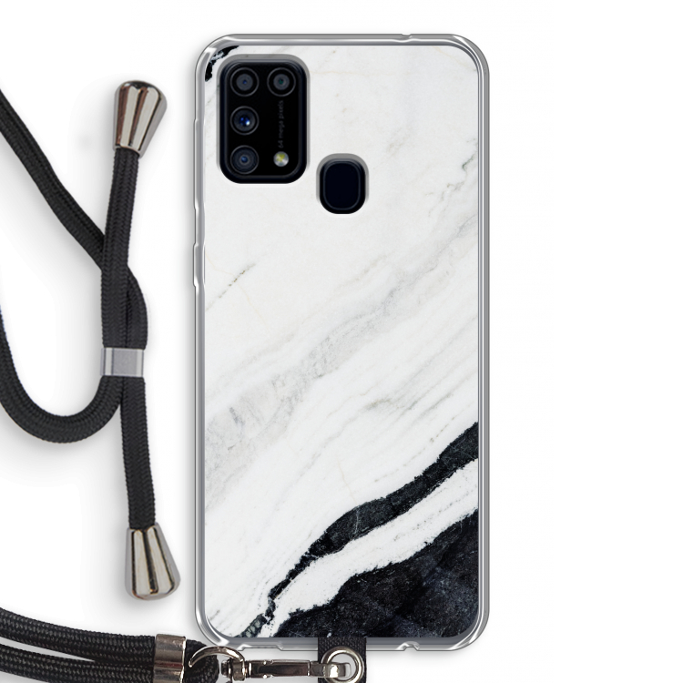 Elegante marmer: Samsung Galaxy M31 Transparant Hoesje met koord