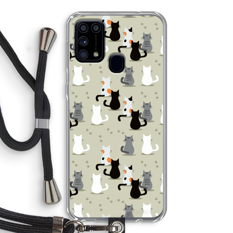 Katten: Samsung Galaxy M31 Transparant Hoesje met koord