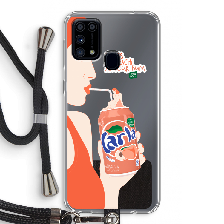 Peach please!: Samsung Galaxy M31 Transparant Hoesje met koord