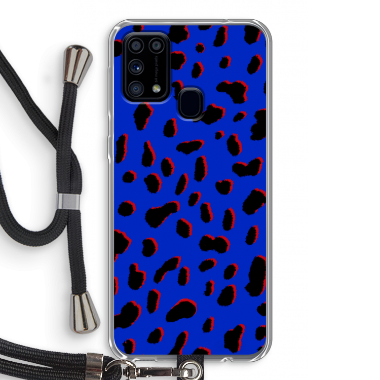 Blue Leopard: Samsung Galaxy M31 Transparant Hoesje met koord
