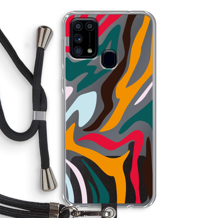 Colored Zebra: Samsung Galaxy M31 Transparant Hoesje met koord