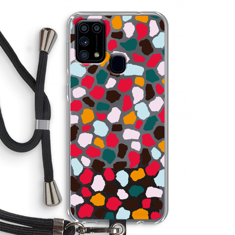 Colored Giraffe: Samsung Galaxy M31 Transparant Hoesje met koord