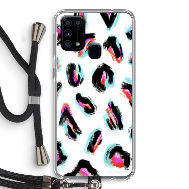 Cheetah color: Samsung Galaxy M31 Transparant Hoesje met koord