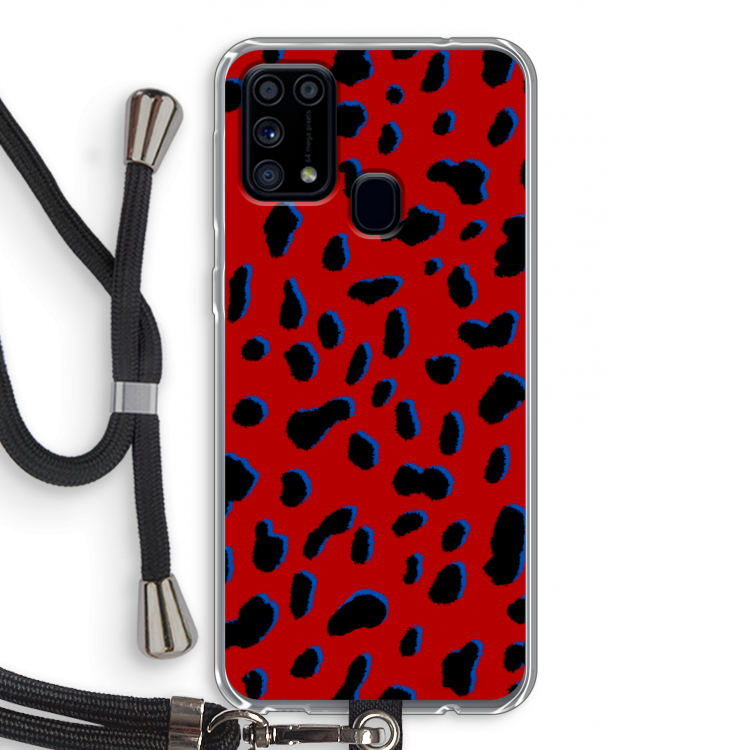 Red Leopard: Samsung Galaxy M31 Transparant Hoesje met koord