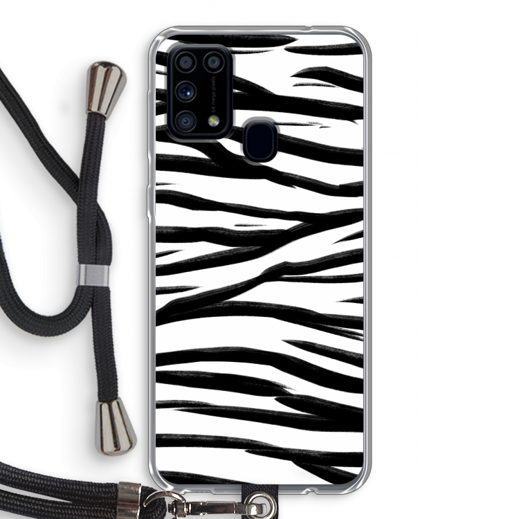 Zebra pattern: Samsung Galaxy M31 Transparant Hoesje met koord