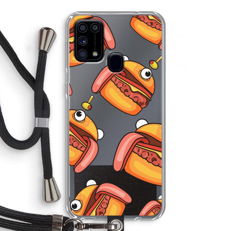 Hamburger: Samsung Galaxy M31 Transparant Hoesje met koord