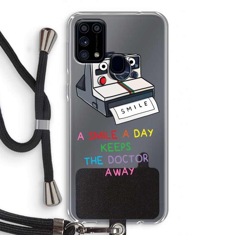 Smile: Samsung Galaxy M31 Transparant Hoesje met koord