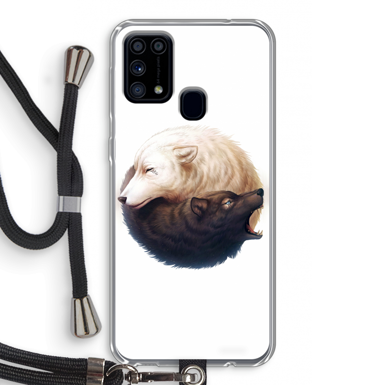 Yin Yang Wolves: Samsung Galaxy M31 Transparant Hoesje met koord