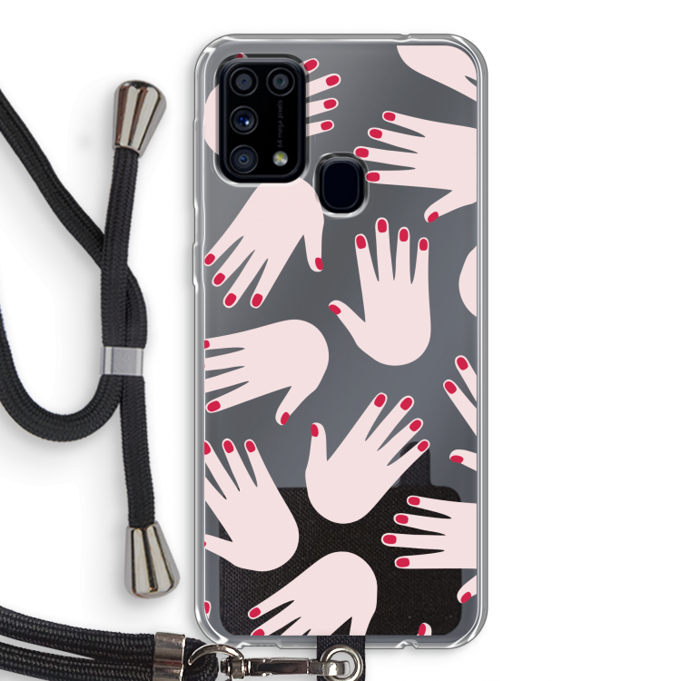 Hands pink: Samsung Galaxy M31 Transparant Hoesje met koord
