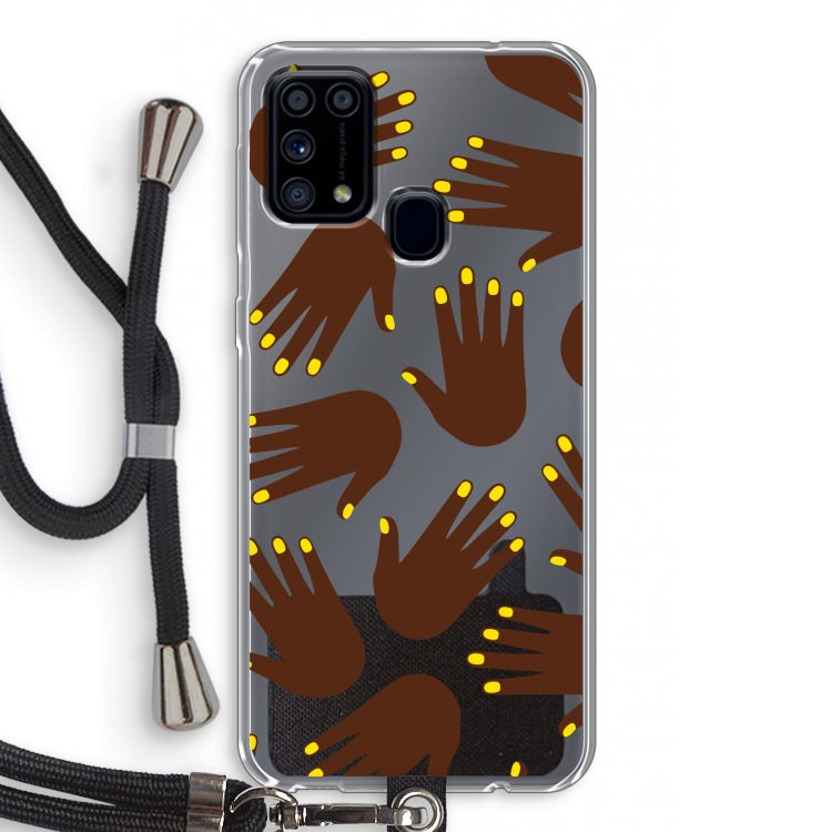 Hands dark: Samsung Galaxy M31 Transparant Hoesje met koord