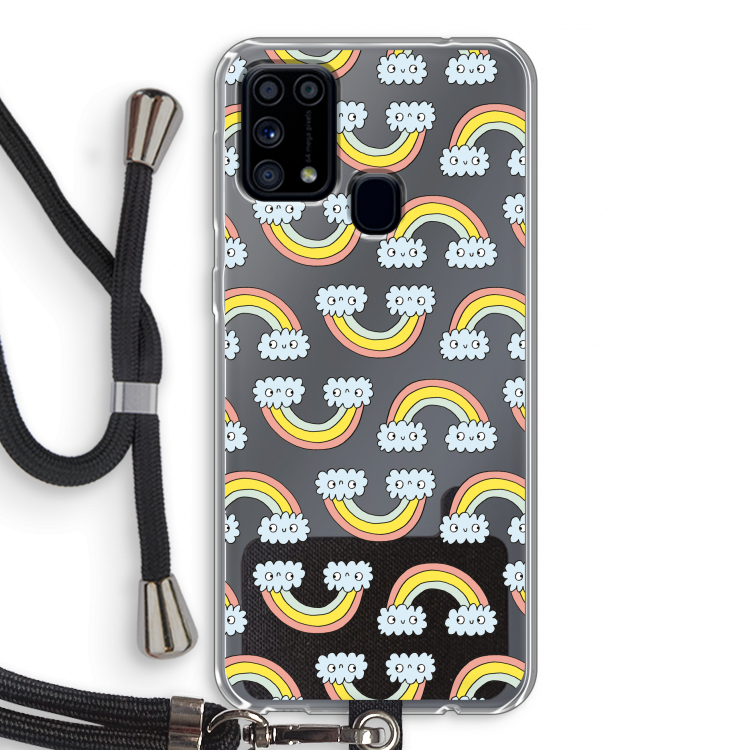 Regenboog: Samsung Galaxy M31 Transparant Hoesje met koord