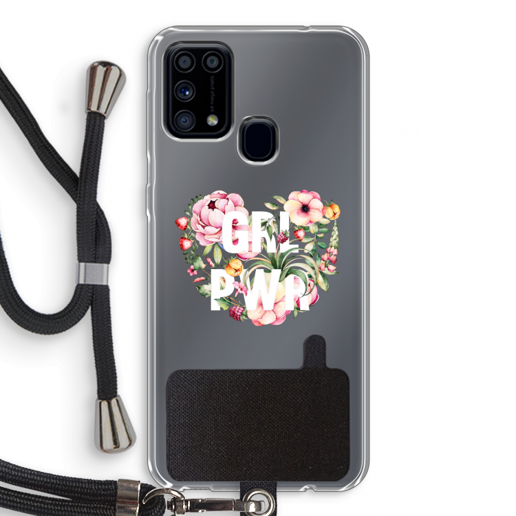 GRL PWR Flower: Samsung Galaxy M31 Transparant Hoesje met koord