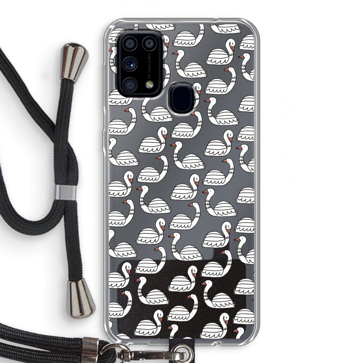 Zwanen: Samsung Galaxy M31 Transparant Hoesje met koord