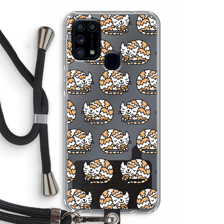 Slapende poes: Samsung Galaxy M31 Transparant Hoesje met koord