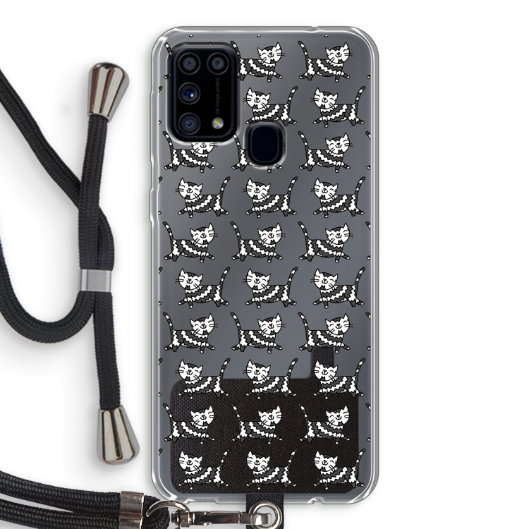 Zwarte poes: Samsung Galaxy M31 Transparant Hoesje met koord