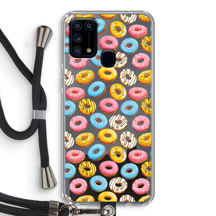 Pink donuts: Samsung Galaxy M31 Transparant Hoesje met koord