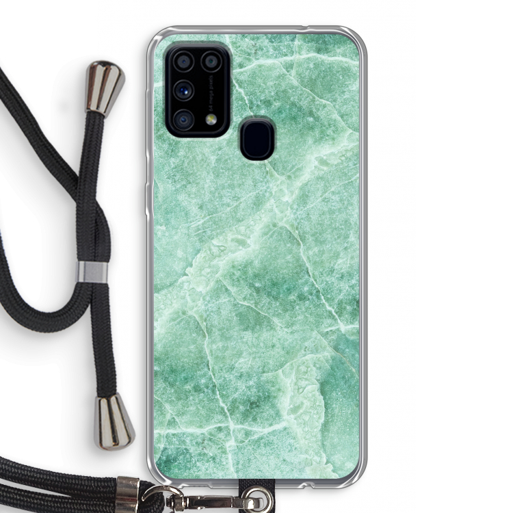 Groen marmer: Samsung Galaxy M31 Transparant Hoesje met koord