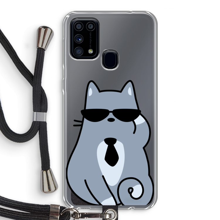 Cool cat: Samsung Galaxy M31 Transparant Hoesje met koord