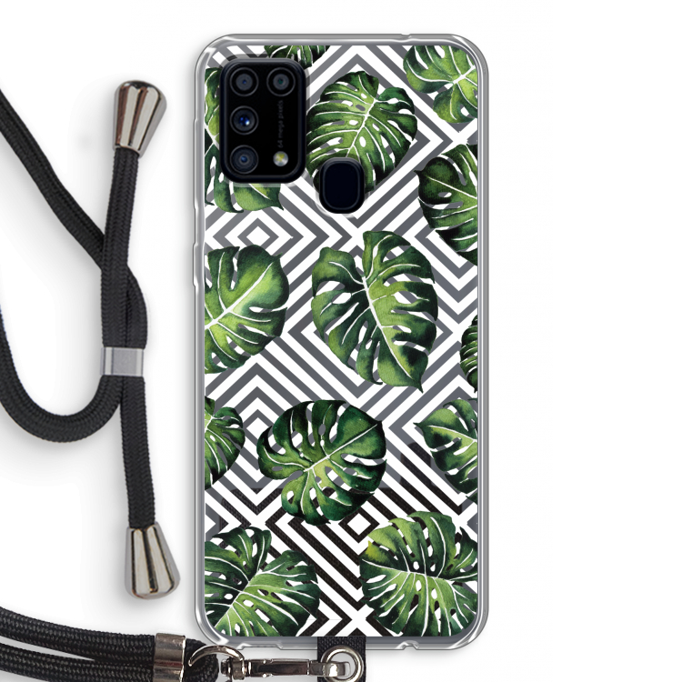 Geometrische jungle: Samsung Galaxy M31 Transparant Hoesje met koord