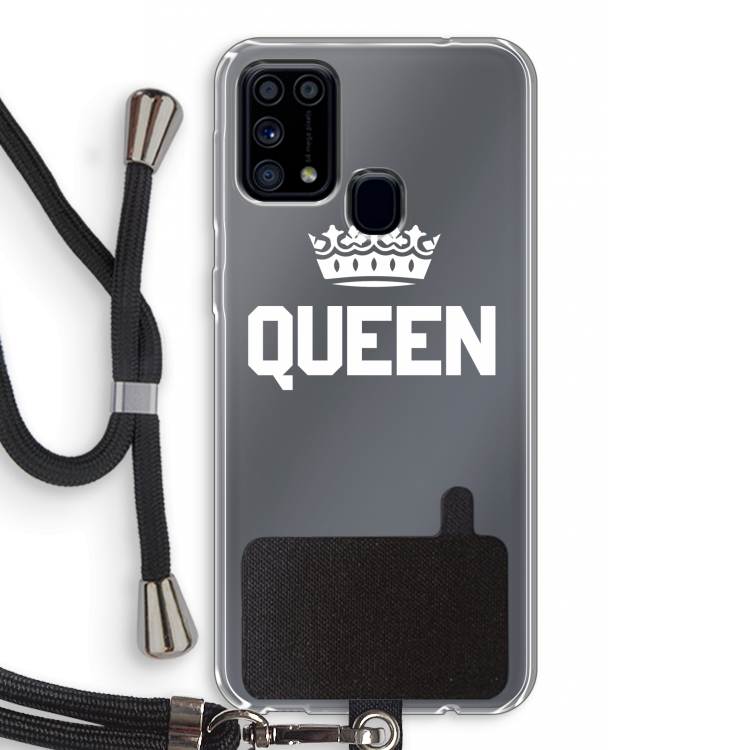 Queen zwart: Samsung Galaxy M31 Transparant Hoesje met koord