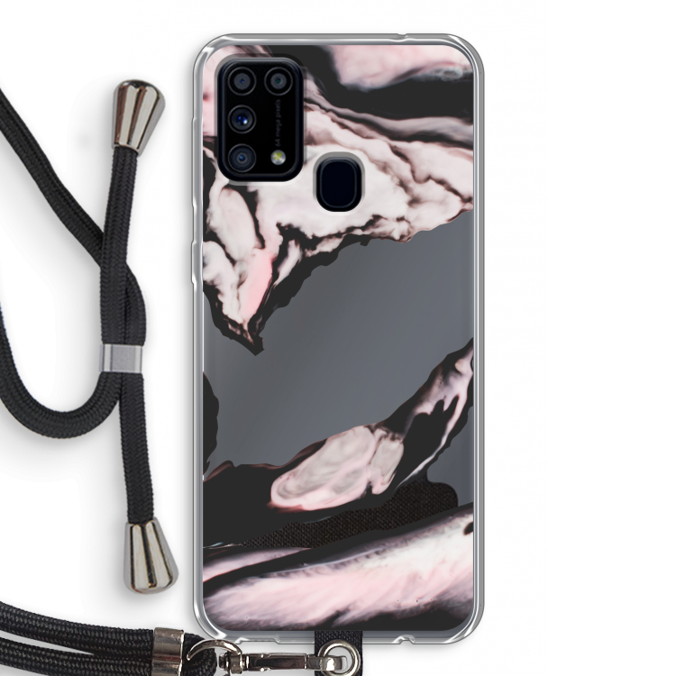 Roze stroom: Samsung Galaxy M31 Transparant Hoesje met koord