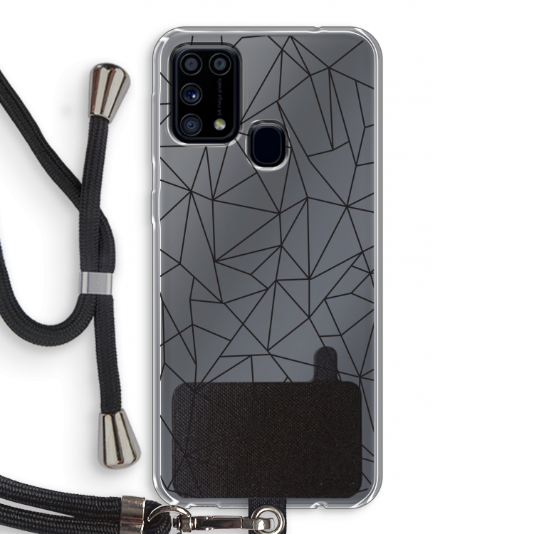 Geometrische lijnen zwart: Samsung Galaxy M31 Transparant Hoesje met koord