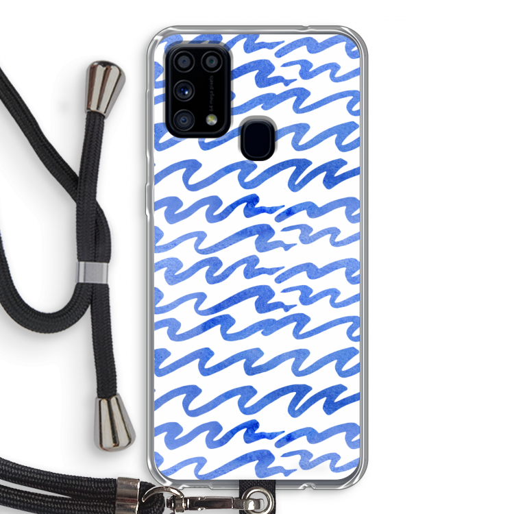 Blauwe golven: Samsung Galaxy M31 Transparant Hoesje met koord