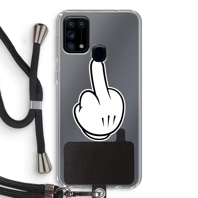 Middle finger black: Samsung Galaxy M31 Transparant Hoesje met koord