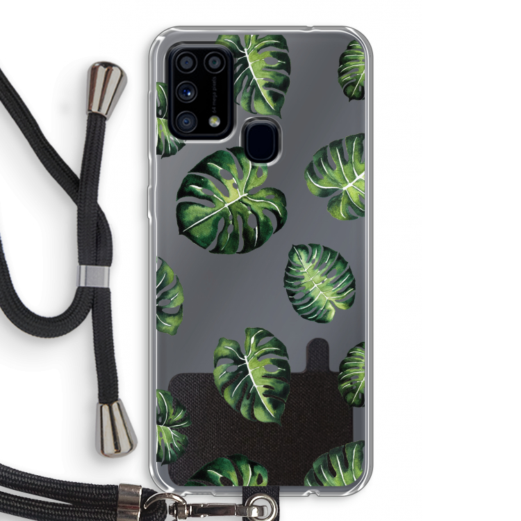 Tropische bladeren: Samsung Galaxy M31 Transparant Hoesje met koord