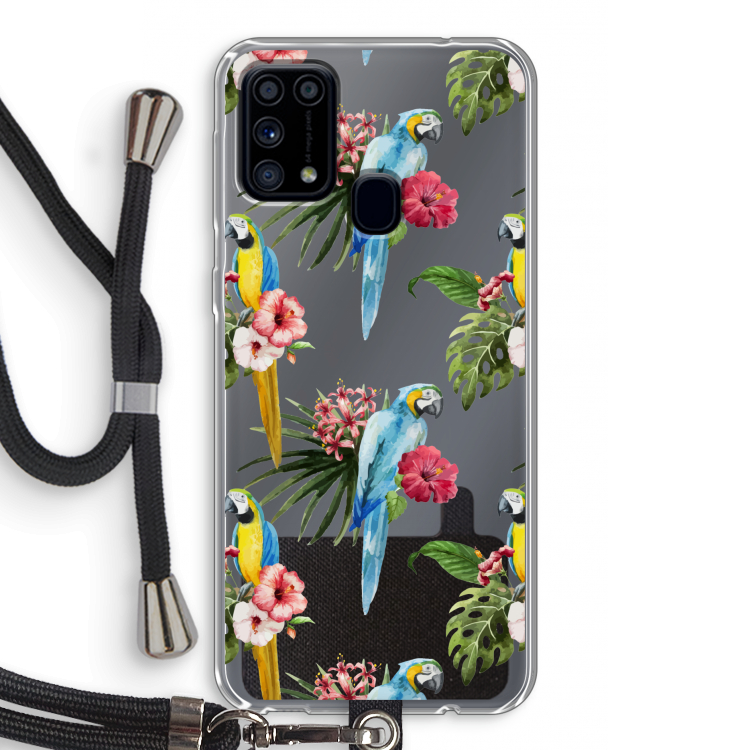 Kleurrijke papegaaien: Samsung Galaxy M31 Transparant Hoesje met koord