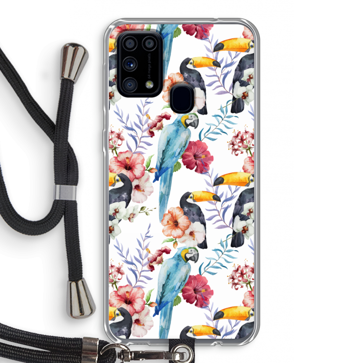 Bloemen tukan: Samsung Galaxy M31 Transparant Hoesje met koord