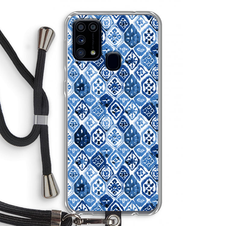 Blauw motief: Samsung Galaxy M31 Transparant Hoesje met koord