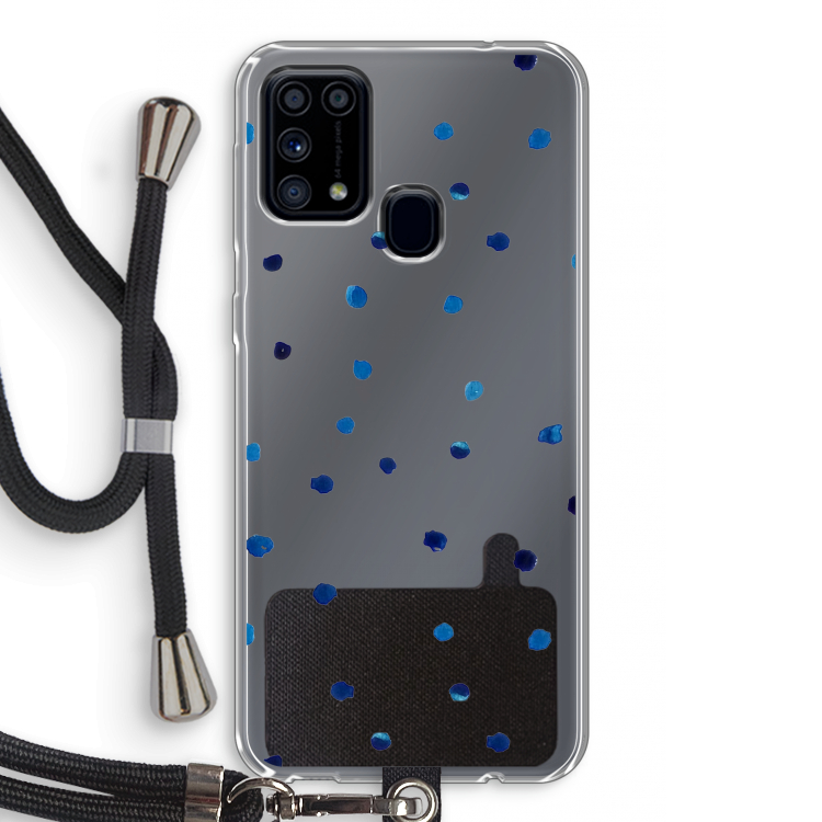 Blauwe stippen: Samsung Galaxy M31 Transparant Hoesje met koord