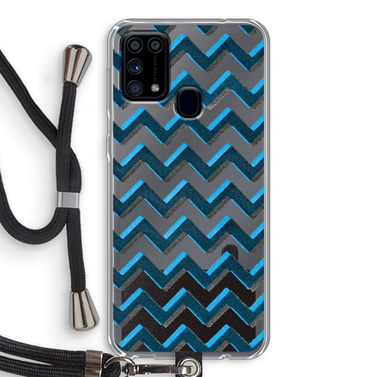 Onderbroken lijn: Samsung Galaxy M31 Transparant Hoesje met koord