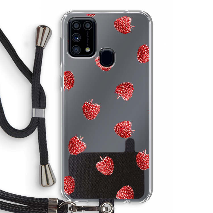 Framboosjes: Samsung Galaxy M31 Transparant Hoesje met koord