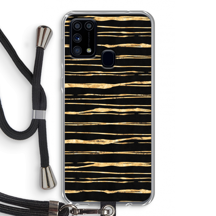Gouden strepen: Samsung Galaxy M31 Transparant Hoesje met koord