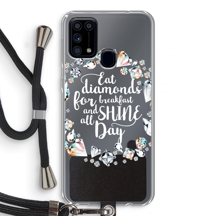 Diamonds: Samsung Galaxy M31 Transparant Hoesje met koord