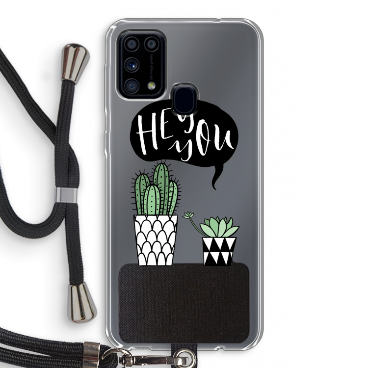 Hey you cactus: Samsung Galaxy M31 Transparant Hoesje met koord